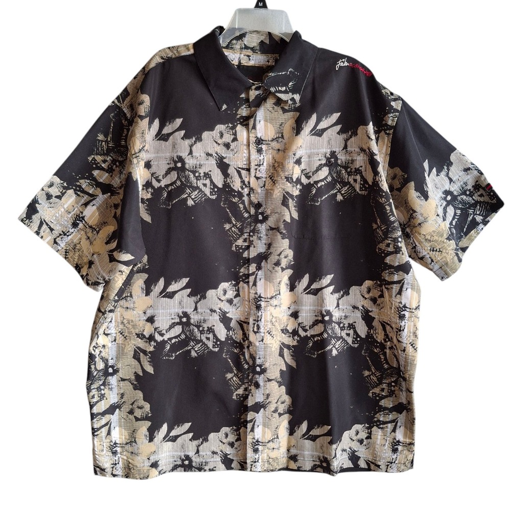 Fubu The Collection Men's 2XL Shirt‎ Short Sleeve Floral Pocket Beachy